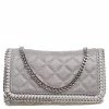 Deals 💯 Stella McCartney Grey Quilted Faux Suede Studded Falabella Flap Shoulder Bag For 👩 Women 🎁 -Stella McCartney Shop luxury women stella mccartney used handbags p561666 005