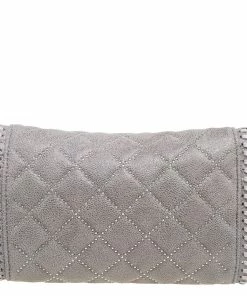 Deals 💯 Stella McCartney Grey Quilted Faux Suede Studded Falabella Flap Shoulder Bag For 👩 Women 🎁 -Stella McCartney Shop luxury women stella mccartney used handbags p561666 008