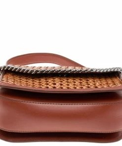 Discount 😉 Stella McCartney Copper/Tan Woven Faux Leather Falabella Box Shoulder Bag For 👩 Women ❤️ -Stella McCartney Shop luxury women stella mccartney used handbags p562387 001