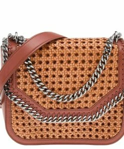Discount 😉 Stella McCartney Copper/Tan Woven Faux Leather Falabella Box Shoulder Bag For 👩 Women ❤️