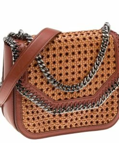 Discount 😉 Stella McCartney Copper/Tan Woven Faux Leather Falabella Box Shoulder Bag For 👩 Women ❤️ -Stella McCartney Shop luxury women stella mccartney used handbags p562387 012