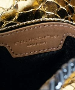 Discount ❤️ Stella McCartney Gold Faux Python Leather Tiny Falabella Tote For 👩 Women 😀 -Stella McCartney Shop luxury women stella mccartney used handbags p565540 002