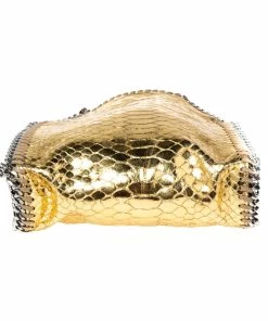 Discount ❤️ Stella McCartney Gold Faux Python Leather Tiny Falabella Tote For 👩 Women 😀 -Stella McCartney Shop luxury women stella mccartney used handbags p565540 009