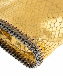 Discount ❤️ Stella McCartney Gold Faux Python Leather Tiny Falabella Tote For 👩 Women 😀 -Stella McCartney Shop luxury women stella mccartney used handbags p565540 010