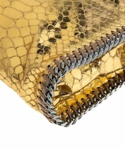 Discount ❤️ Stella McCartney Gold Faux Python Leather Tiny Falabella Tote For 👩 Women 😀 -Stella McCartney Shop luxury women stella mccartney used handbags p565540 011