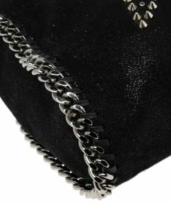 Best Sale 🤩 Stella McCartney Black Faux Suede Mini Falabella Star Studded Tote For 👩 Women 👏 -Stella McCartney Shop luxury women stella mccartney used handbags p566544 004