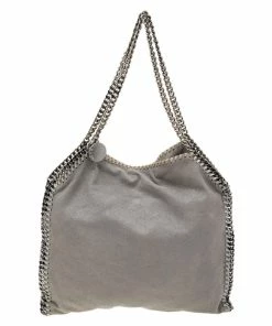 Best deal ❤️ Stella McCartney Grey Shimmer Faux Suede Small Falabella Tote For 👩 Women 🛒