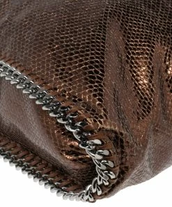 Coupon 🎉 Stella McCartney Metallic Brown Faux Snakeskin Leather Small Falabella Tote For 👩 Women 🌟 -Stella McCartney Shop luxury women stella mccartney used handbags p574733 005