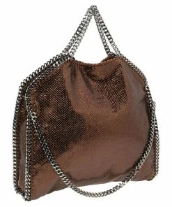 Coupon 🎉 Stella McCartney Metallic Brown Faux Snakeskin Leather Small Falabella Tote For 👩 Women 🌟 -Stella McCartney Shop luxury women stella mccartney used handbags p574733 009