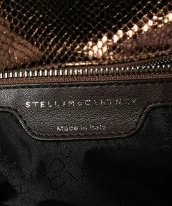 Coupon 🎉 Stella McCartney Metallic Brown Faux Snakeskin Leather Small Falabella Tote For 👩 Women 🌟 -Stella McCartney Shop luxury women stella mccartney used handbags p574733 012