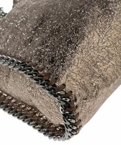 Top 10 ❤️ Stella McCartney Metallic Gold Crackled Faux Leather Mini Falabella Tote For 👩 Women 👏 -Stella McCartney Shop luxury women stella mccartney used handbags p575348 004