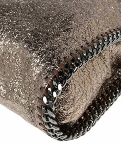 Top 10 ❤️ Stella McCartney Metallic Gold Crackled Faux Leather Mini Falabella Tote For 👩 Women 👏 -Stella McCartney Shop luxury women stella mccartney used handbags p575348 005