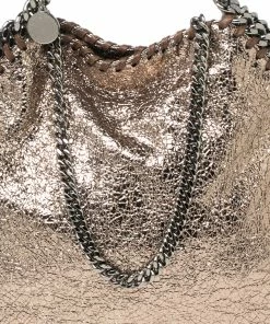 Top 10 ❤️ Stella McCartney Metallic Gold Crackled Faux Leather Mini Falabella Tote For 👩 Women 👏 -Stella McCartney Shop luxury women stella mccartney used handbags p575348 006