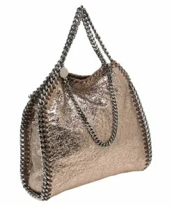 Top 10 ❤️ Stella McCartney Metallic Gold Crackled Faux Leather Mini Falabella Tote For 👩 Women 👏 -Stella McCartney Shop luxury women stella mccartney used handbags p575348 007