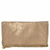 Top 10 🥰 Stella McCartney Gold/Beige Shimmering Fabric Falabella Foldover Clutch For 👩 Women 🌟 -Stella McCartney Shop luxury women stella mccartney used handbags p580969 009