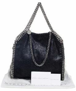 Cheapest 👍 Stella McCartney Black Faux Suede Mini Falabella Tote For 👩 Women 🌟 -Stella McCartney Shop luxury women stella mccartney used handbags p589182 006