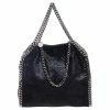 Cheapest 👍 Stella McCartney Black Faux Suede Mini Falabella Tote For 👩 Women 🌟 -Stella McCartney Shop luxury women stella mccartney used handbags p589182 007
