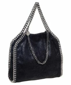Cheapest 👍 Stella McCartney Black Faux Suede Mini Falabella Tote For 👩 Women 🌟 -Stella McCartney Shop luxury women stella mccartney used handbags p589182 009