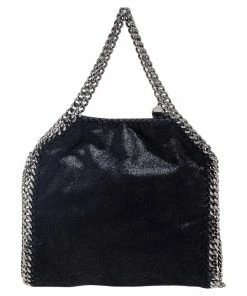 Cheapest 👍 Stella McCartney Black Faux Suede Mini Falabella Tote For 👩 Women 🌟 -Stella McCartney Shop luxury women stella mccartney used handbags p589182 010