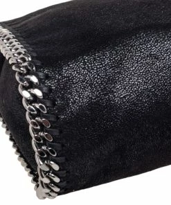 Cheapest 👍 Stella McCartney Black Faux Suede Mini Falabella Tote For 👩 Women 🌟 -Stella McCartney Shop luxury women stella mccartney used handbags p589182 012