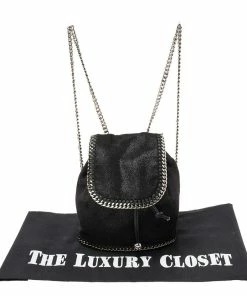 Brand new 😍 Stella McCartney Black Faux Leather Falabella Mini 🎒 Backpack For 👩 Women ✨ -Stella McCartney Shop luxury women stella mccartney used handbags p590265 002
