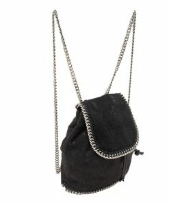 Brand new 😍 Stella McCartney Black Faux Leather Falabella Mini 🎒 Backpack For 👩 Women ✨ -Stella McCartney Shop luxury women stella mccartney used handbags p590265 005