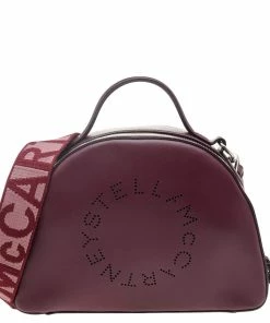 Coupon 🔥 Stella McCartney Burgundy Faux Leather Top Handle Bag For 👩 Women ⭐