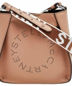 New ๐ฅฐ Stella McCartney Beige Faux Leather Mini Perforated Logo Crossbody Bag For ๐ฉ Women ๐