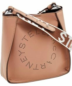 New 🥰 Stella McCartney Beige Faux Leather Mini Perforated Logo Crossbody Bag For 👩 Women 🎉 -Stella McCartney Shop luxury women stella mccartney used handbags p594529 011