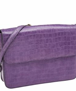 Coupon 🤩 Stella McCartney Purple Faux Crocodile Leather Flap Crossbody Bag For 👩 Women ❤️ -Stella McCartney Shop luxury women stella mccartney used handbags p598106 003