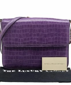 Coupon 🤩 Stella McCartney Purple Faux Crocodile Leather Flap Crossbody Bag For 👩 Women ❤️ -Stella McCartney Shop luxury women stella mccartney used handbags p598106 004