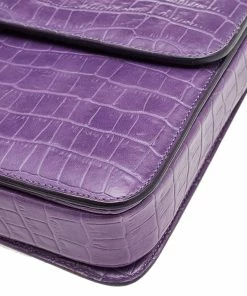 Coupon 🤩 Stella McCartney Purple Faux Crocodile Leather Flap Crossbody Bag For 👩 Women ❤️ -Stella McCartney Shop luxury women stella mccartney used handbags p598106 010