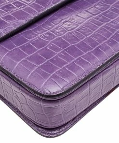 Coupon 🤩 Stella McCartney Purple Faux Crocodile Leather Flap Crossbody Bag For 👩 Women ❤️ -Stella McCartney Shop luxury women stella mccartney used handbags p598106 011