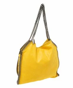 Budget 💯 Stella McCartney Yellow Faux Suede Small Falabella Tote For 👩 Women 🔔 -Stella McCartney Shop luxury women stella mccartney used handbags p602294 004