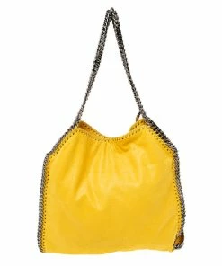 Budget 💯 Stella McCartney Yellow Faux Suede Small Falabella Tote For 👩 Women 🔔 -Stella McCartney Shop luxury women stella mccartney used handbags p602294 005