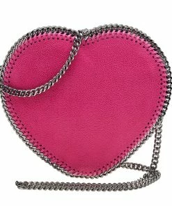 Discount ✨ Stella McCartney Pink Faux Suede Falabella Heart Crossbody Bag For 👩 Women 🎉