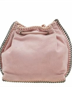 Outlet ❤️ Stella McCartney Pink Faux Suede Micro Falabella Drawstring Bucket Bag For 👩 Women ❤️ -Stella McCartney Shop luxury women stella mccartney used handbags p608788 007