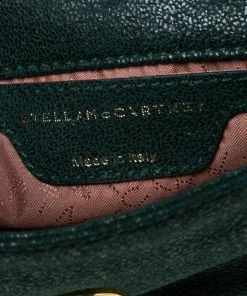 Discount ✔️ Stella McCartney Metallic Green Faux Suede Falabella Shoulder Bag For 👩 Women 🤩 -Stella McCartney Shop luxury women stella mccartney used handbags p614159 003
