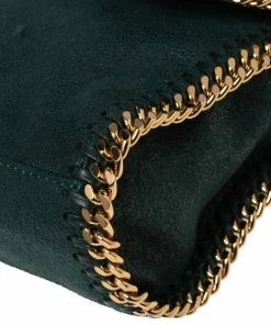 Discount ✔️ Stella McCartney Metallic Green Faux Suede Falabella Shoulder Bag For 👩 Women 🤩 -Stella McCartney Shop luxury women stella mccartney used handbags p614159 006