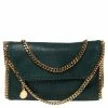 Discount ✔️ Stella McCartney Metallic Green Faux Suede Falabella Shoulder Bag For 👩 Women 🤩
