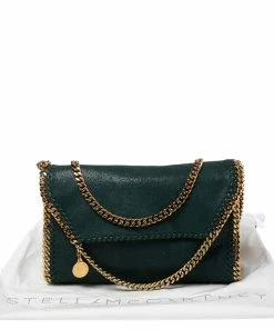 Discount ✔️ Stella McCartney Metallic Green Faux Suede Falabella Shoulder Bag For 👩 Women 🤩 -Stella McCartney Shop luxury women stella mccartney used handbags p614159 009