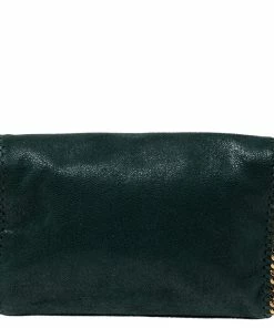Discount ✔️ Stella McCartney Metallic Green Faux Suede Falabella Shoulder Bag For 👩 Women 🤩 -Stella McCartney Shop luxury women stella mccartney used handbags p614159 010