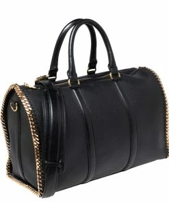 Best deal 🔔 Stella McCartney Black Faux Leather Falabella Duffel Bag For 👩 Women 🎁 -Stella McCartney Shop luxury women stella mccartney used handbags p615310 005