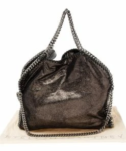 Coupon 👏 Stella McCartney Black/Silver Faux Suede Small Falabella Tote For 👩 Women 🛒 -Stella McCartney Shop luxury women stella mccartney used handbags p617641 002