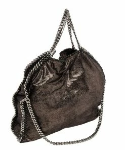 Coupon 👏 Stella McCartney Black/Silver Faux Suede Small Falabella Tote For 👩 Women 🛒 -Stella McCartney Shop luxury women stella mccartney used handbags p617641 005