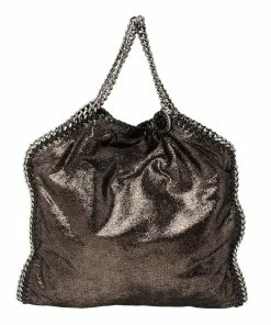 Coupon 👏 Stella McCartney Black/Silver Faux Suede Small Falabella Tote For 👩 Women 🛒 -Stella McCartney Shop luxury women stella mccartney used handbags p617641 006