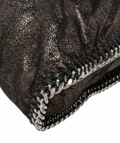 Coupon 👏 Stella McCartney Black/Silver Faux Suede Small Falabella Tote For 👩 Women 🛒 -Stella McCartney Shop luxury women stella mccartney used handbags p617641 009