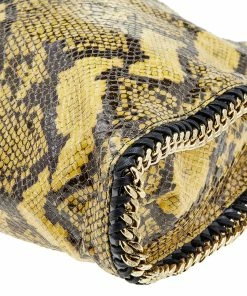 Outlet 👏 Stella McCartney Yellow/Black Python Effect Faux Leather Falabella Tote For 👩 Women ❤️ -Stella McCartney Shop luxury women stella mccartney used handbags p618319 001