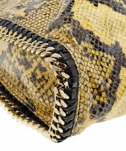 Outlet 👏 Stella McCartney Yellow/Black Python Effect Faux Leather Falabella Tote For 👩 Women ❤️ -Stella McCartney Shop luxury women stella mccartney used handbags p618319 002
