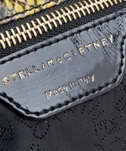 Outlet 👏 Stella McCartney Yellow/Black Python Effect Faux Leather Falabella Tote For 👩 Women ❤️ -Stella McCartney Shop luxury women stella mccartney used handbags p618319 003